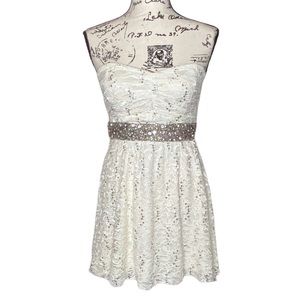 Strapless Embellished Sequin White Dress NWT